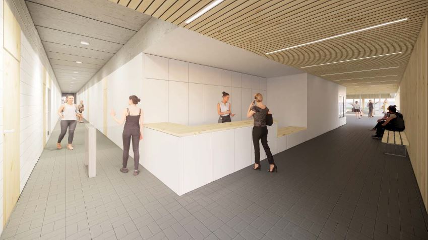 Imatge del disseny de la recepció de la piscina