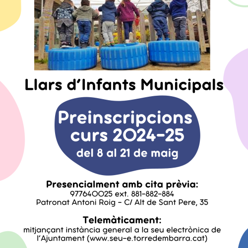Cartell informatiu de les preinscripcions a les llars d'infants municipals