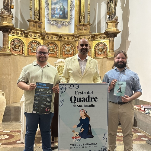 L'alcalde i els regidors de Festes i Cultura, a la presentació de la Festa del Quadre