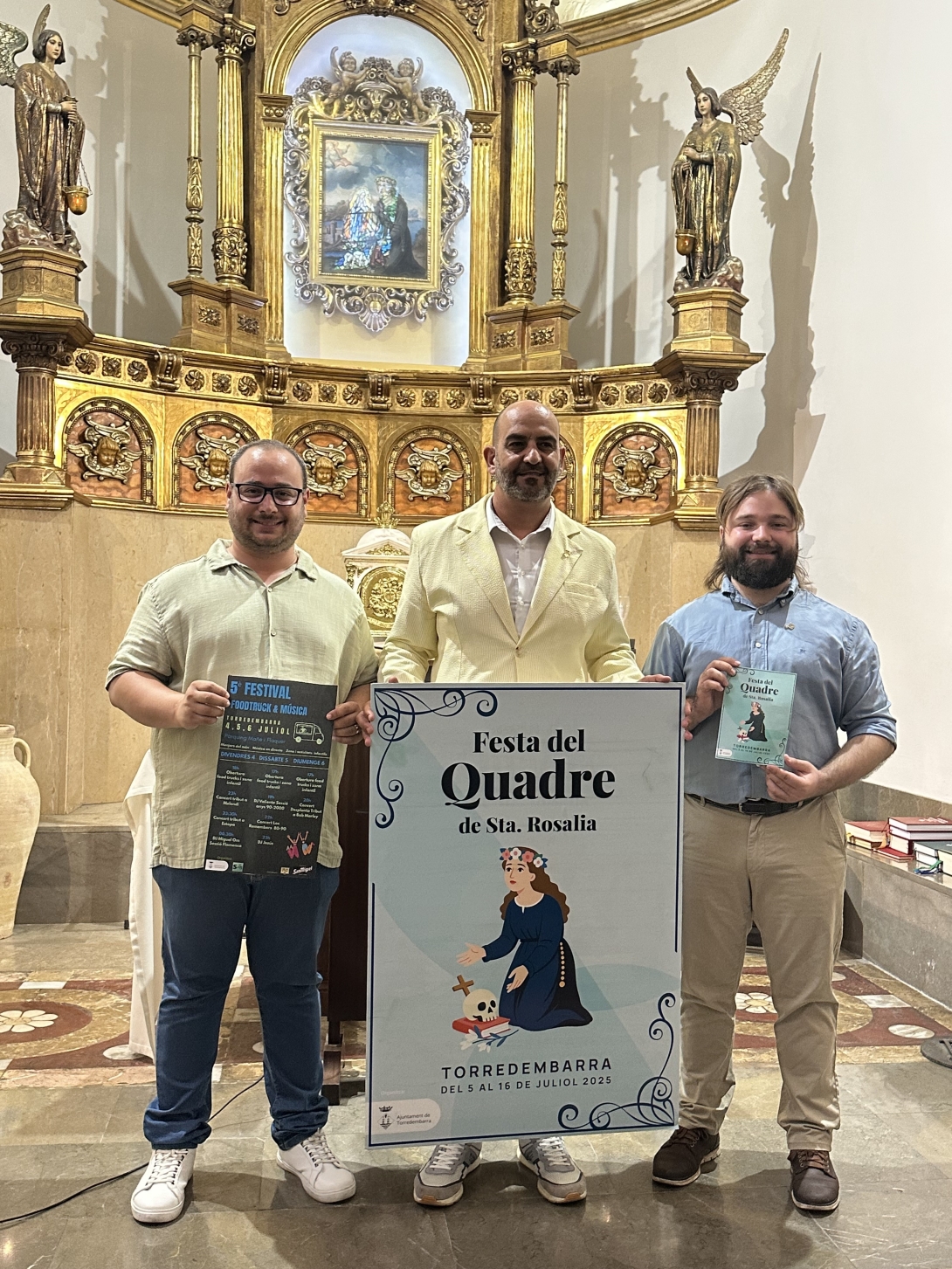 L'alcalde i els regidors de Festes i Cultura, a la presentació de la Festa del Quadre