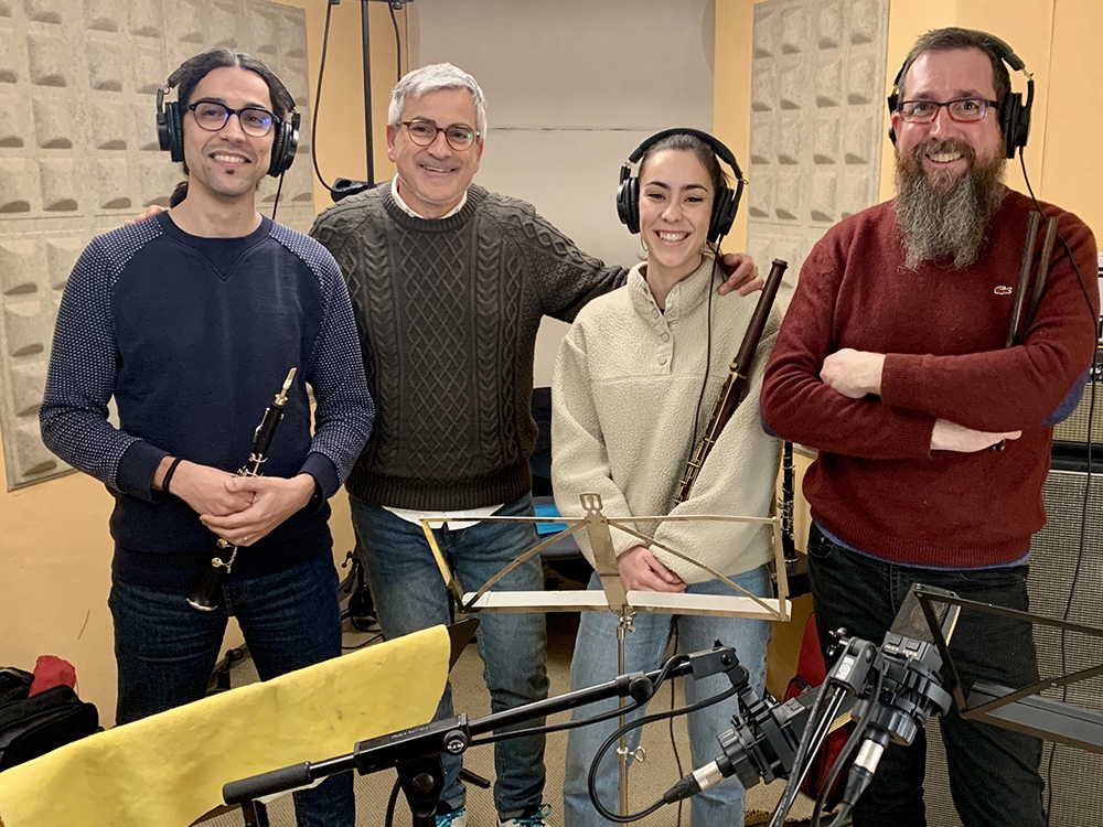 Els Grallers de la Torre, durant l'enregistrament del disc